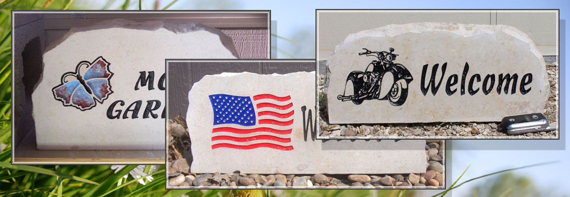 decorative engraved stones